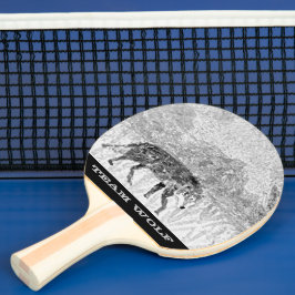 Pala De Ping Pong Wildlife illustration Grey Wolf Personalized