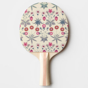 Pala De Ping Pong William Morris Daisy Patrón Floral Naranja Rojo
