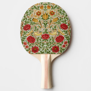 Pala De Ping Pong William Morris Rosa y Pájaros Chintz Rojo