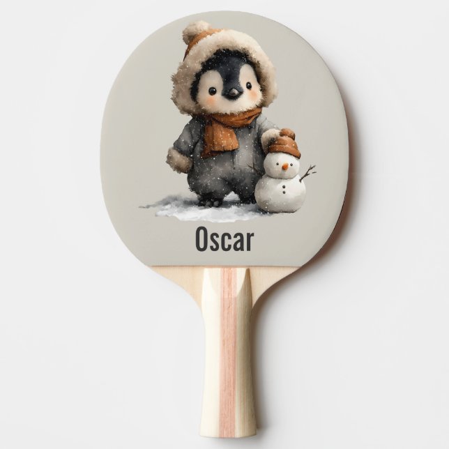 Pala De Ping Pong Winter Penguin with Snowman Design (Anverso)