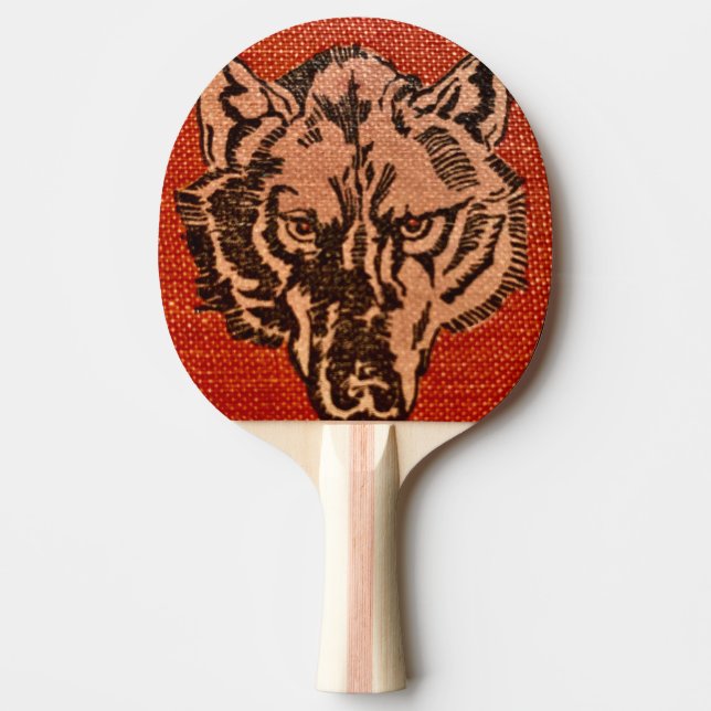 Pala De Ping Pong Wolf Head on Red Ping Pong Paddle (Anverso)
