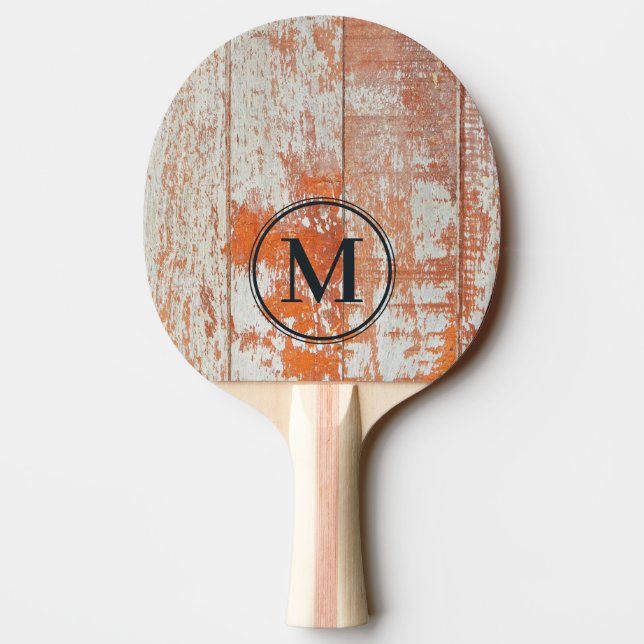 Pala De Ping Pong Worn Barn Wood Monogram (Reverso)