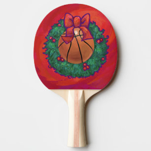 Pala De Ping Pong Wreath sobre el baloncesto dentro de los Navidades