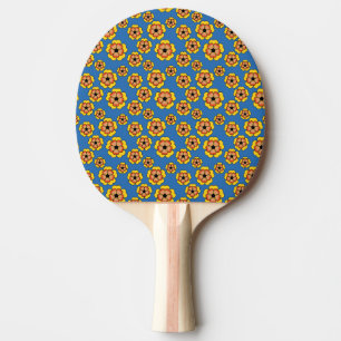 Pala De Ping Pong Yellow Orange Flowers Pattern