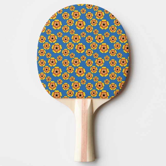 Pala De Ping Pong Yellow Orange Flowers Pattern (Anverso)