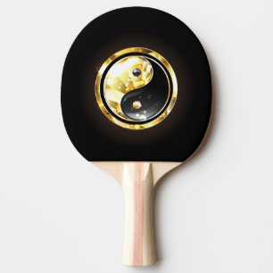Pala De Ping Pong Yin Yang dorado en negro