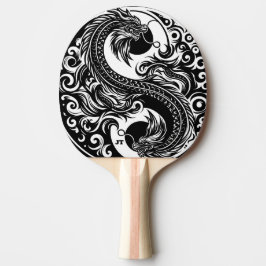 Pala De Ping Pong Yin Yang Dragón en Blanco y Negro Personalizado