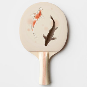 Pala De Ping Pong Yin Yang Koi pesca en la pintura oriental del