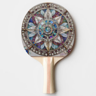 Pala De Ping Pong Zafiros Rosas y Azules Diamantes Perlas Mandala