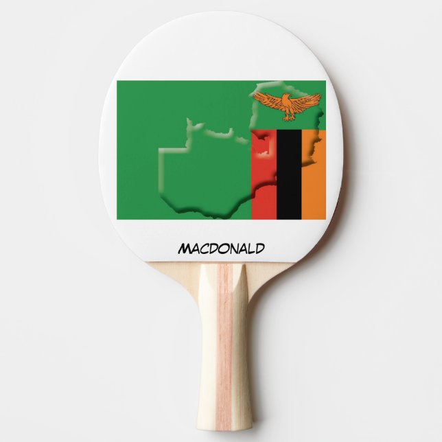 Pala De Ping Pong ZAMBIA FLAG & MAP personalizado (Anverso)