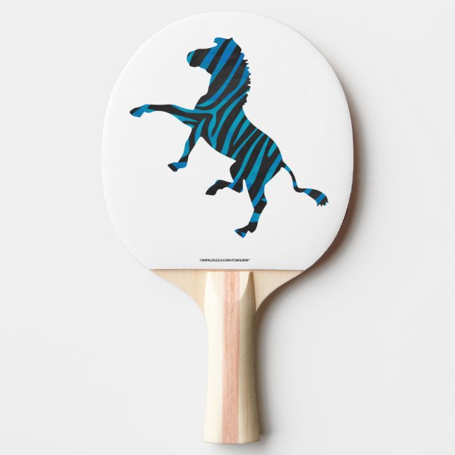 Pala De Ping Pong Zebra Silhouette Diseño negro y azul (Anverso)