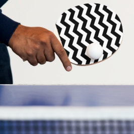Pala De Ping Pong Zigzag Chevron Blanco Y Negro