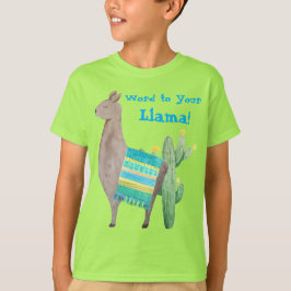 Palabra a su camiseta verde de los chicos de llama