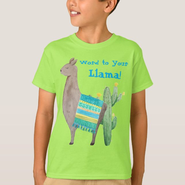 Palabra a su camiseta verde de los chicos de llama (Anverso)