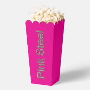 Palabra de acero rosa cajas de canchita de fucsia
