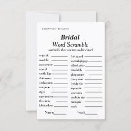 Palabra de novia raspar tarjeta de juego de ducha