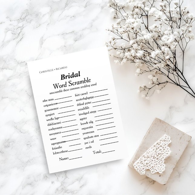 Palabra de novia raspar tarjeta de juego de ducha  (Subido por el creador)