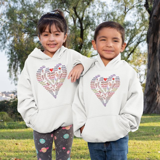 Palabras de Chicas del corazón con una sudadera en (Words of Heart Girls Hooded Sweatshirt)