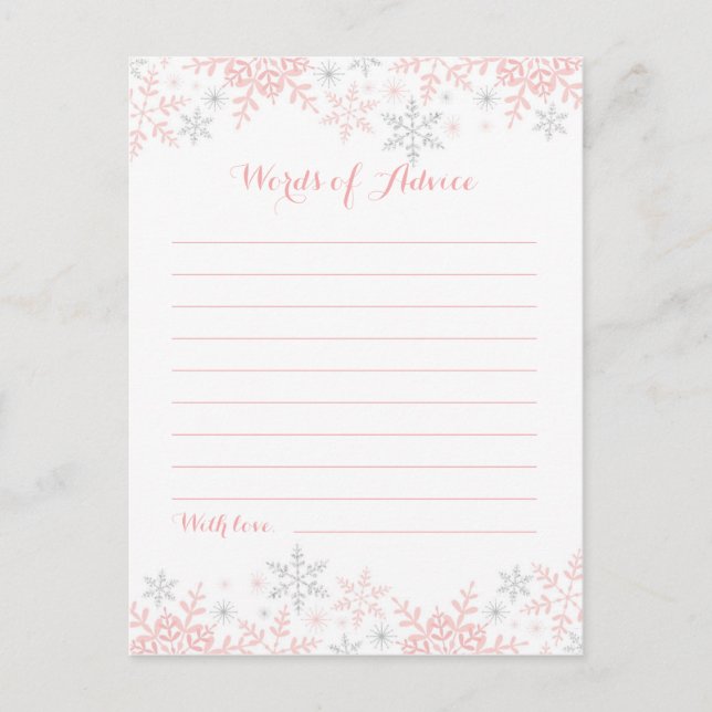 Palabras de consejo de Snowflake Baby Shower (Anverso)