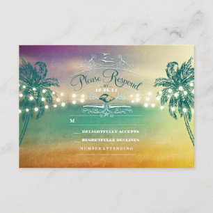 Palabras de cuerda luces de la playa tarjetas RSVP