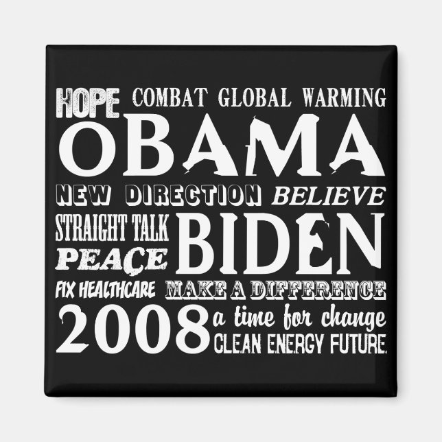 Palabras de esperanza Obama y Biden 2008 imán 2 (Frente)