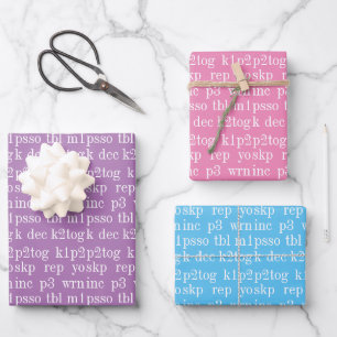 PALABRAS DE KNITING Papel de ajuste de hojas plana