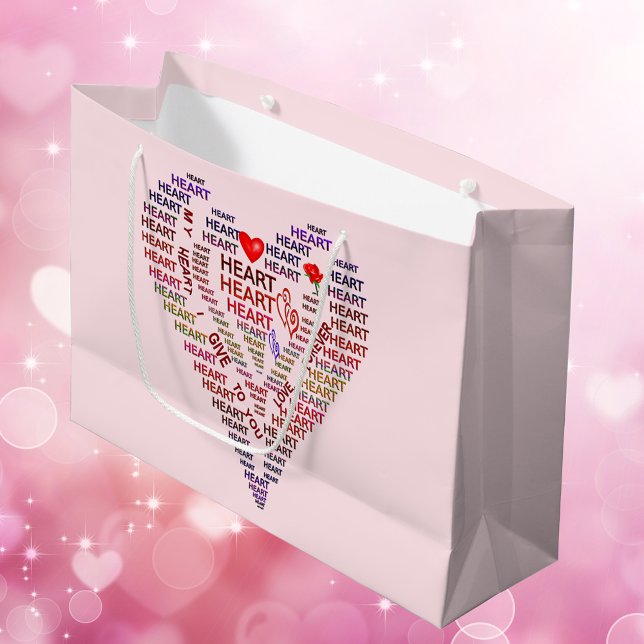 Palabras de la bolsa de regalo grande del corazón (Words of Heart Large Gift Bag)