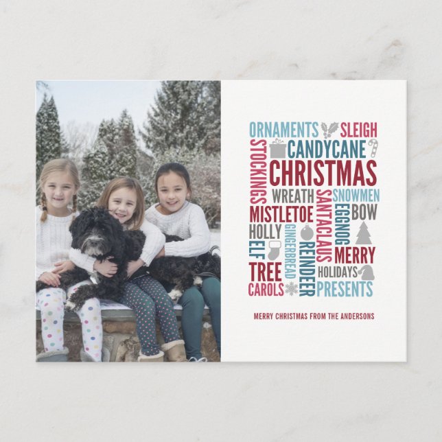 Palabras de Navidad Postal de foto de vacaciones (Anverso)