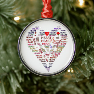 Palabras de ornamento redondo de Heart Premium