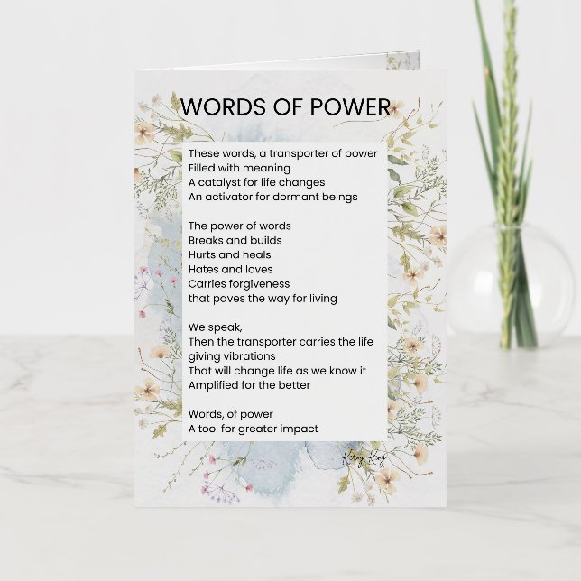 Palabras De Poder Poema Elevante Poesía (Anverso)
