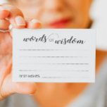 Palabras de sabiduría Elegante Tarjetas de Consejo<br><div class="desc">Estas elegantes tarjetas Words of Wisdom serán la incorporación perfecta a la recepción de tu boda o a la ducha nupcial. Este diseño minimalista presenta una combinación de escritura a mano y tipos de letra de bloque en negro. Los clientes pueden dejar su consejo matrimonial y su nombre.</div>