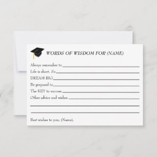 Palabras de Sabiduría para el Graduado - Tarjeta d