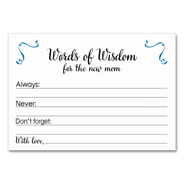 Palabras de Tarjetas de Consejos de Sabiduría Baby (Anverso)