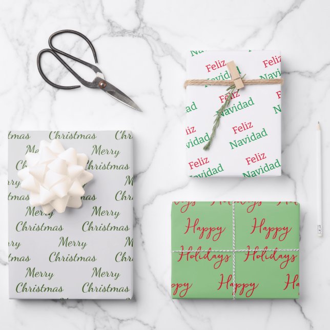 Palabras de vacaciones envolver papel de hoja plan (Anverso)
