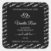 Palabras en blanco y negro Etiquetas de productos 