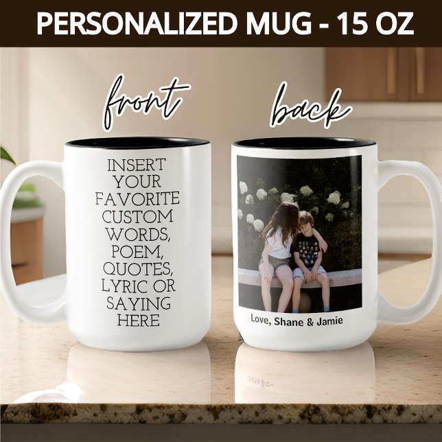 Palabras personalizadas y taza de foto, regalo par (custom words mug, custom picture mug, unique photo gift, graduation gift, bridesmaid gift, mom gift)