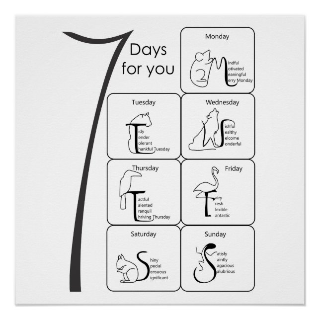 palabras positivas para su poster de 7 días (Anverso)