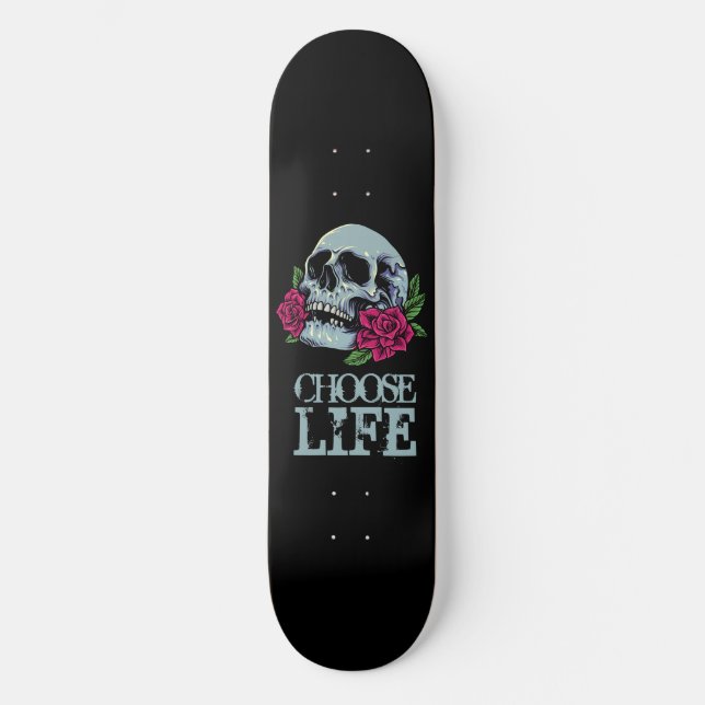 PALABRAS POSTIVAS DE Skateboard Black Blue Skull (Anverso)