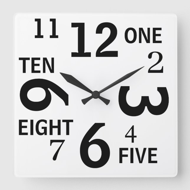 Palabras y números Reloj de pared (Anverso)