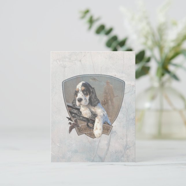 Palangrería inglesa con faisanes, postal artística (Anverso de pie)