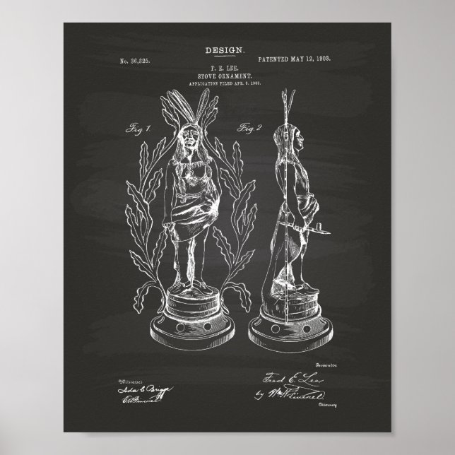 Palangrero de arte de patentes Stove Ornament 1903 (Frente)