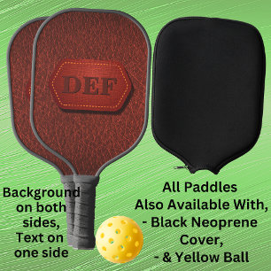 Palas De Pickleball 1 ó 3 Iniciales, la placa de cuero en rojo oscuro