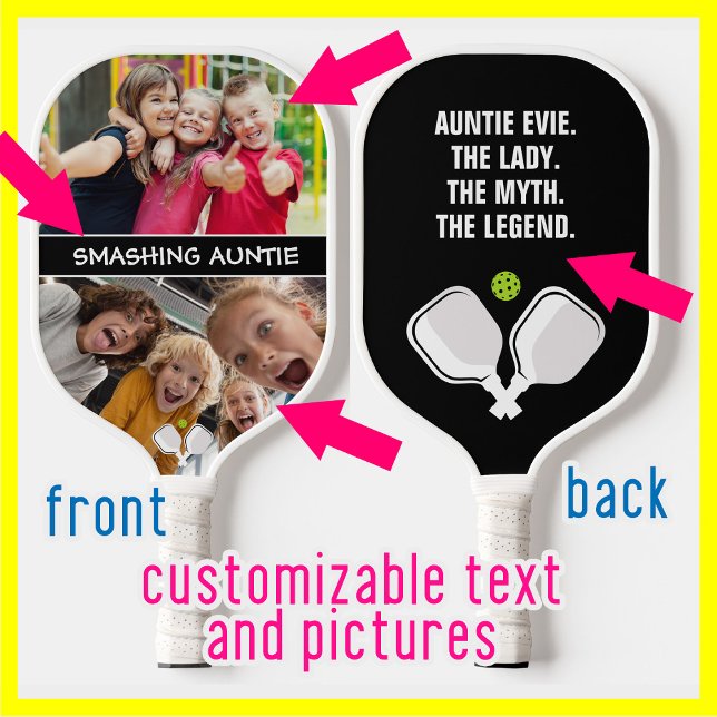 Palas De Pickleball 2 caras Personalizado de texto y pala de bola de p (Custom text and photo pickleball paddle. Great gift for pickleball playing relative or friends)