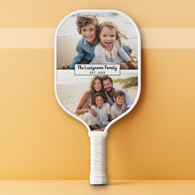 Palas De Pickleball 2 Nombre de familia de Collage de fotos - Imágenes (Custom Pickleball Paddle)