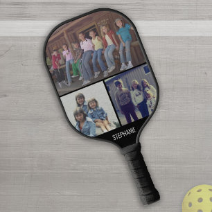 Palas De Pickleball 3 Collage de fotos con Nombre - blanco negro