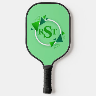 Palas De Pickleball 3 Letra monograma inicial hoja verde de círculo bl