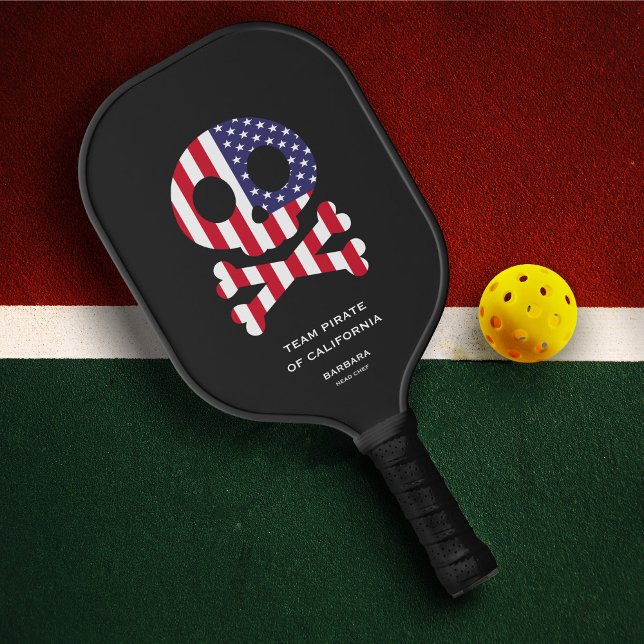 Palas De Pickleball 4 de julio Familia del equipo de baloncesto Skull  (4th of July US Flag American Flag Skull Bones Pickleball Team Family Pickleball Paddle
)