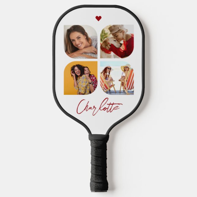 Palas De Pickleball 4 Foto Moderna de moda Nombre simple personalizado (Anverso)
