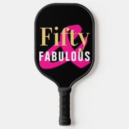 Palas De Pickleball 50.º cumpleaños 50 y fabuloso rosado de oro negro