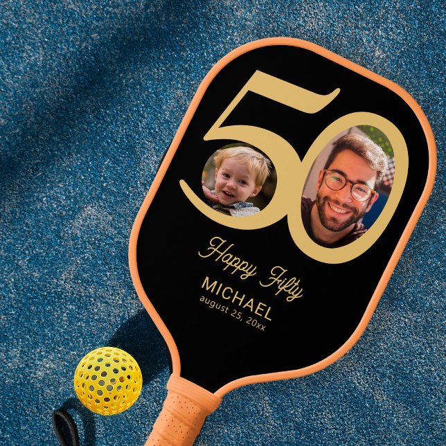 Palas De Pickleball 50.º keepsake oro negro 2 fotos nombre (Subido por el creador)